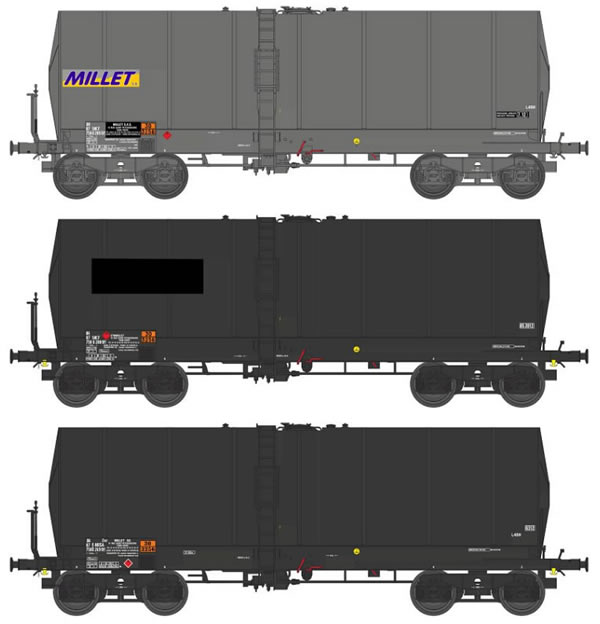 REE Modeles WB-452 - 3pc MILLET SA Tank Car Set